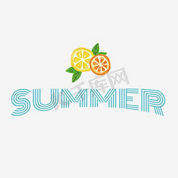 蓝色简约风格Summer艺术字设计矢量图