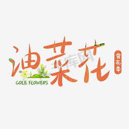 油菜花油菜花免抠艺术字图片_简约清新油菜花赏花季海报