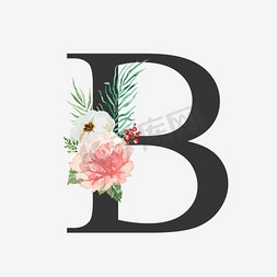 创意婚礼季字母B浪漫花朵