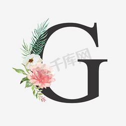 创意婚礼季字母G浪漫花朵