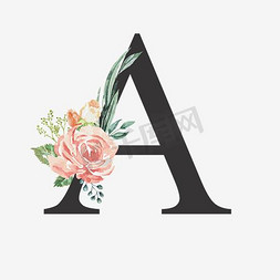 中式婚礼敬茶免抠艺术字图片_创意婚礼季字母A浪漫花朵