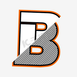 创意切割条纹字母B