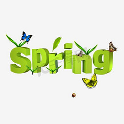 五一蝴蝶免抠艺术字图片_SPRING