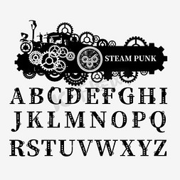蒸汽蒸汽免抠艺术字图片_26个蒸汽朋克字母矢量素材