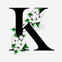 花朵免抠艺术字图片_奢华大牌中国风花朵字母K装饰