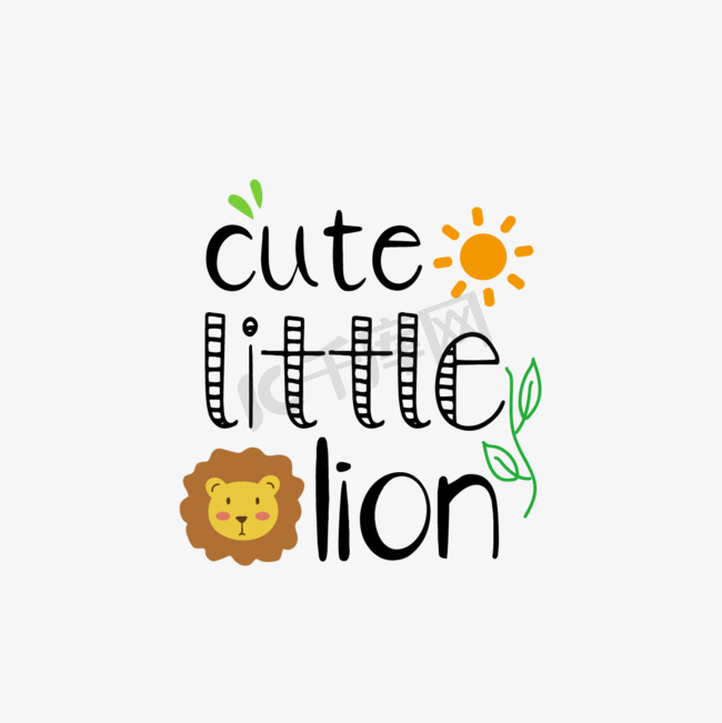svg卡通黑色可爱的小狮子英文字母手绘狮头插画图片