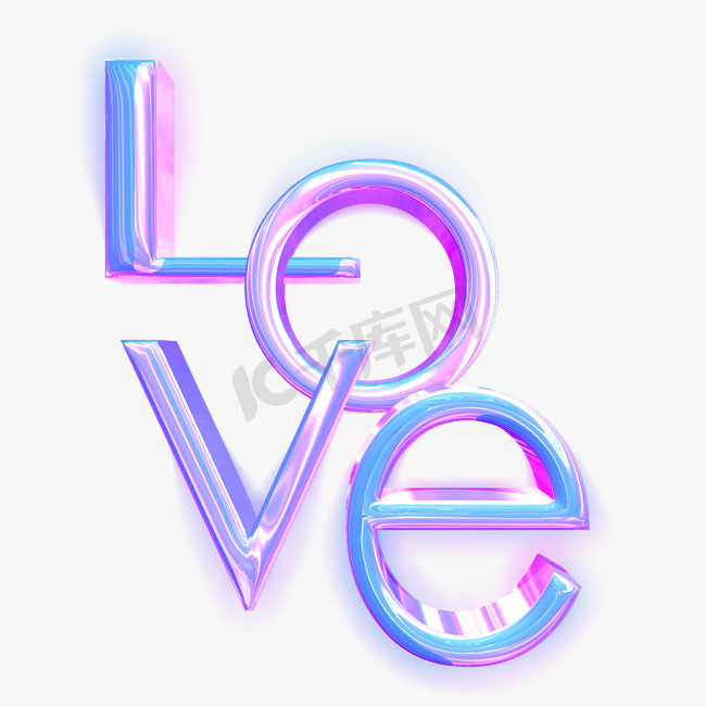 酸性艺术字字母LOVE炫彩立体图片
