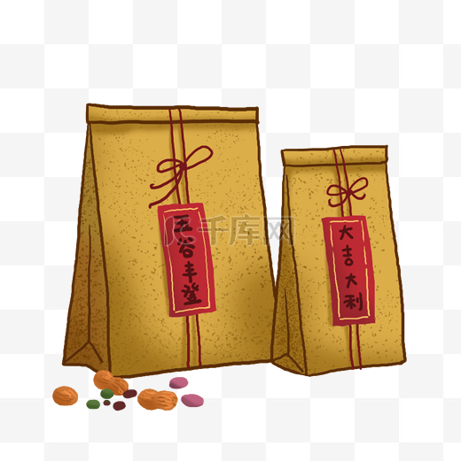 春节礼品袋粮食礼包PNG免抠素材图片