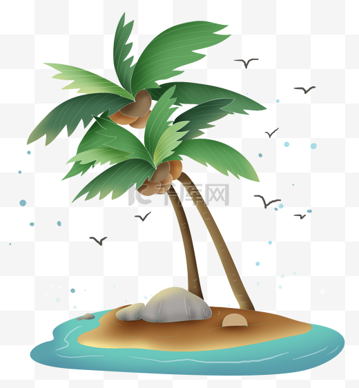夏日海岛度假海边椰子树夏天图片