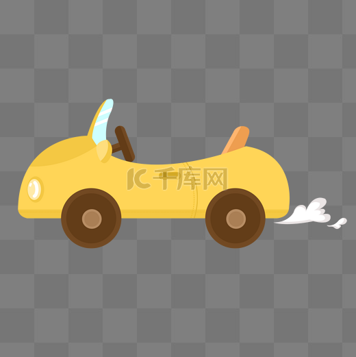 黄色轿车汽车尾气手绘插画psd图片