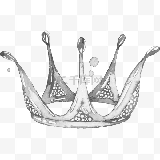 水彩手绘公主银色水晶皇冠图片