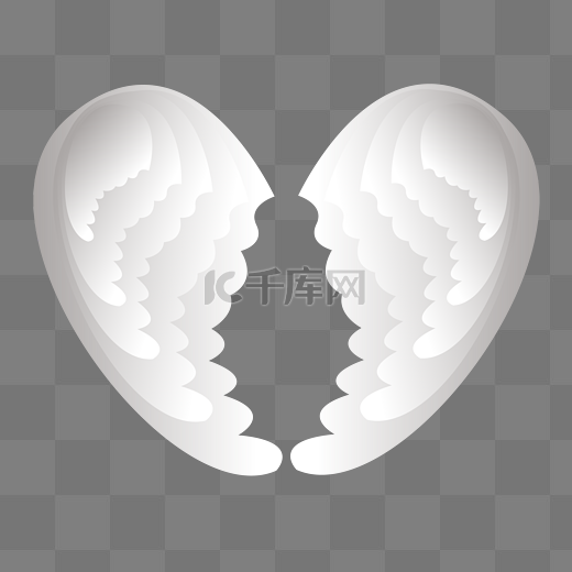 白色的桃心翅膀插画图片