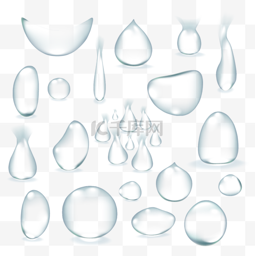 矢量透明质感水滴形状图片