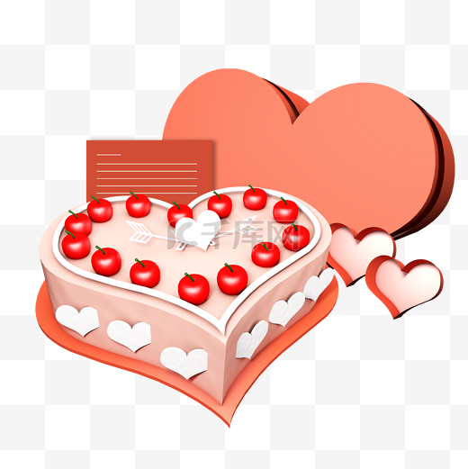 浪漫粉色心型蛋糕樱爱情免抠图片