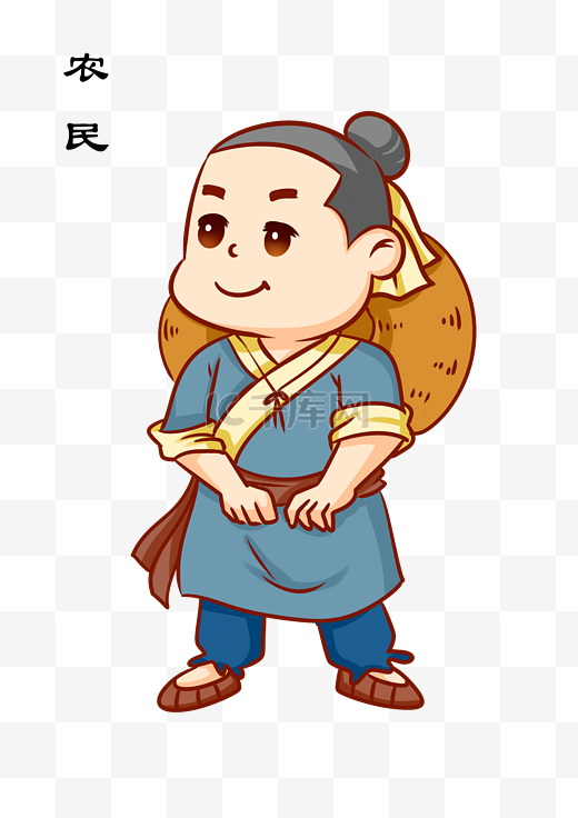 中国古代农民卡通人物插画图片