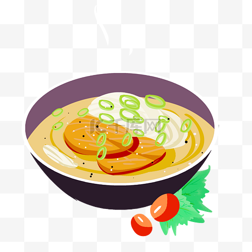 中式美味午餐面条手绘插画图片