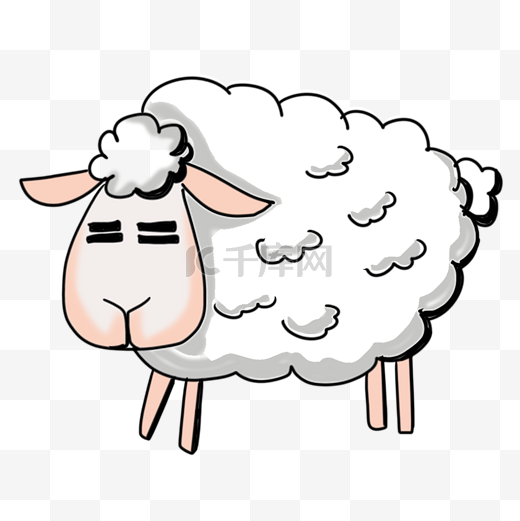 简约卡通小羊动物手绘插画PNG透图片