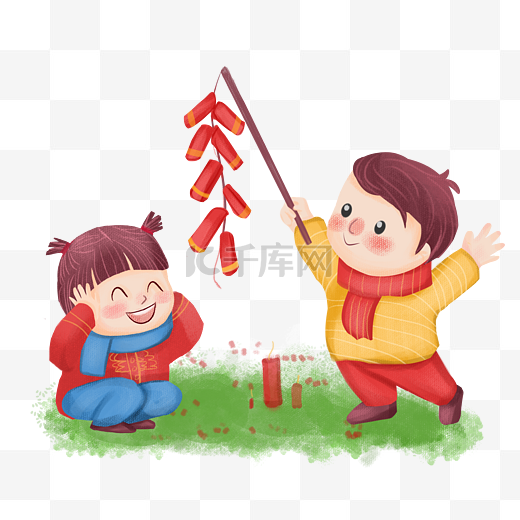 春节放鞭炮的小男孩图片