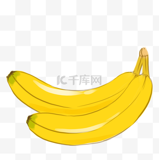 手绘两只黄色的水果香蕉图片