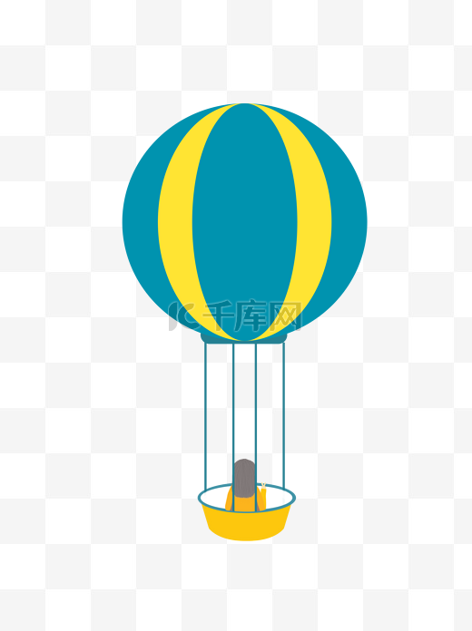 可爱简约蓝黄色热气球元素图片
