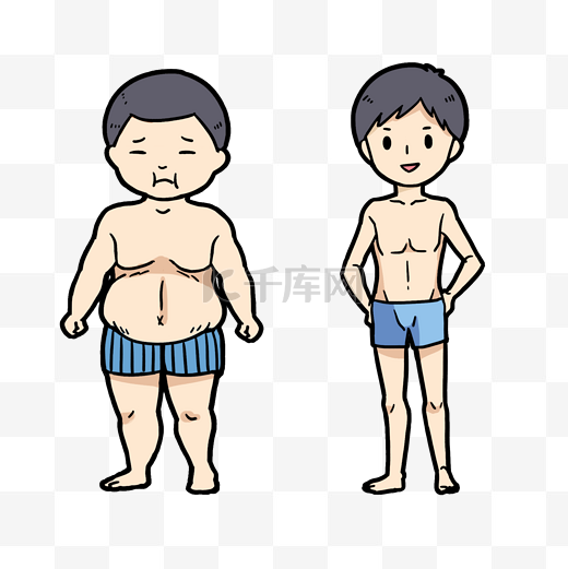 胖男孩和瘦子男孩对比图片