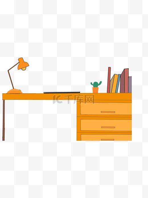 黄色简约书桌装饰元素图片