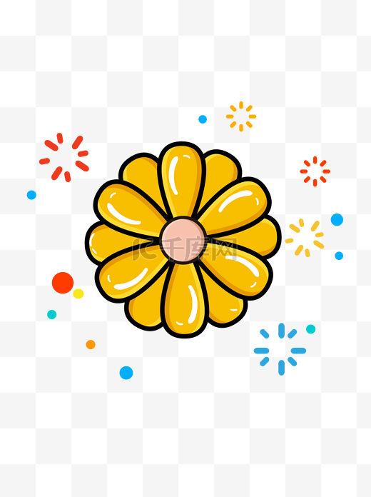 MBE黄色可爱卡通手绘花朵植物图片