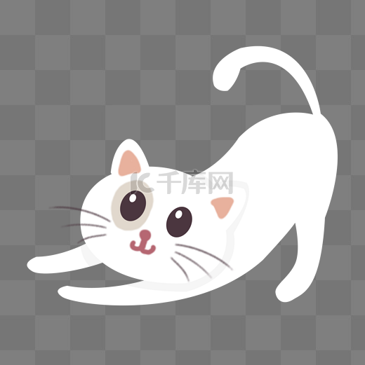 可爱萌宠白色猫咪卡通手绘插画psd图片