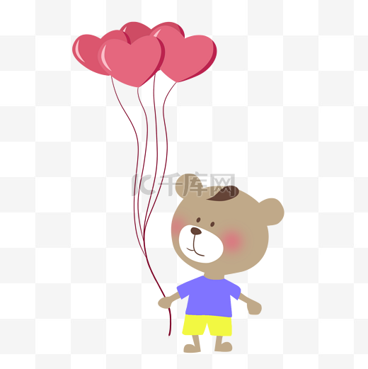 卡通手绘可爱小熊爱心气球图片
