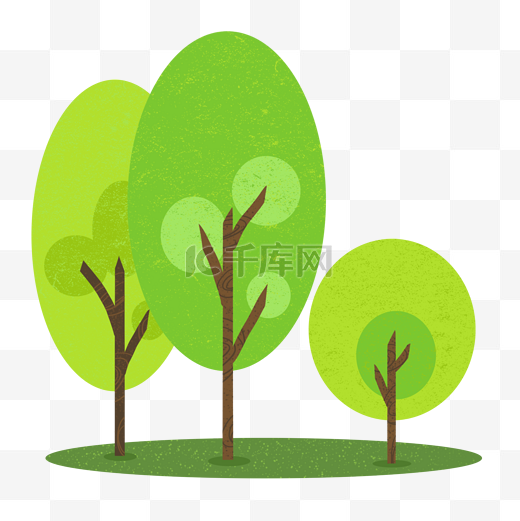 卡通手绘绿色植物树木树图片