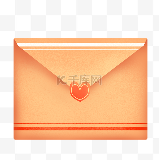 橘黄色的爱心信封插画图片