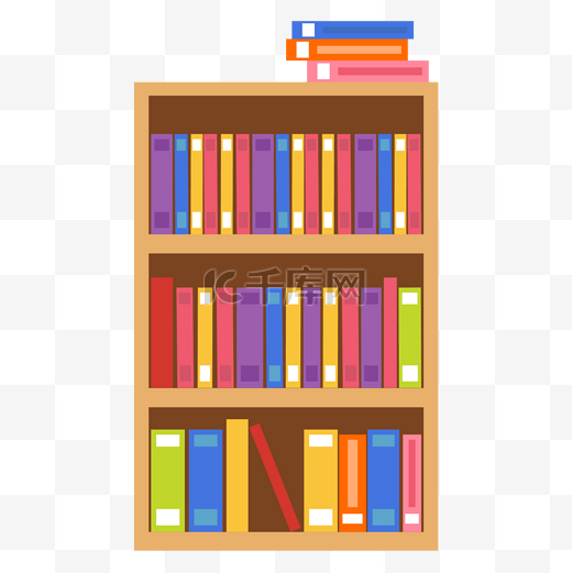 图书馆书架上的书籍矢量图图片