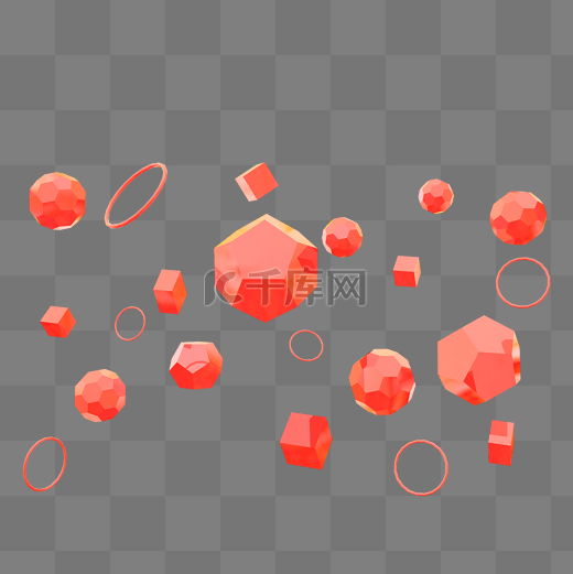 水粉红C4D悬浮素材图片
