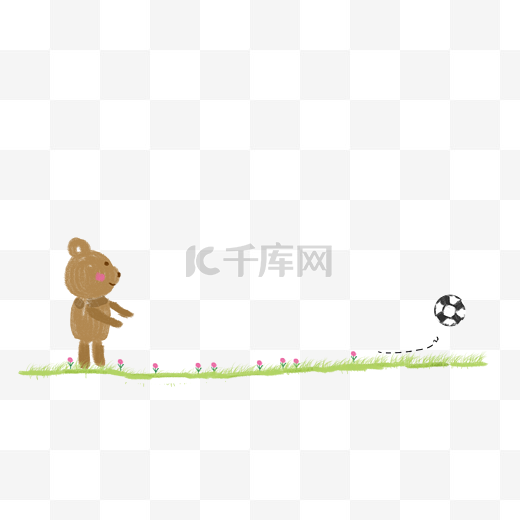 踢足球的小熊分割线图片