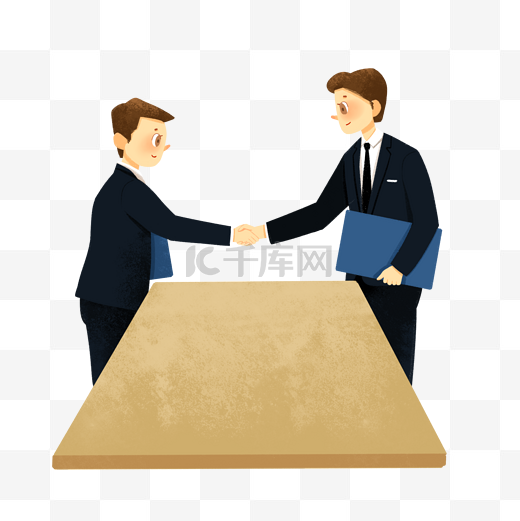 招聘面试合作握手的两个人图片