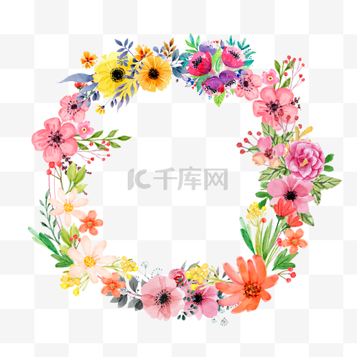 清新水彩花卉边框设计图片