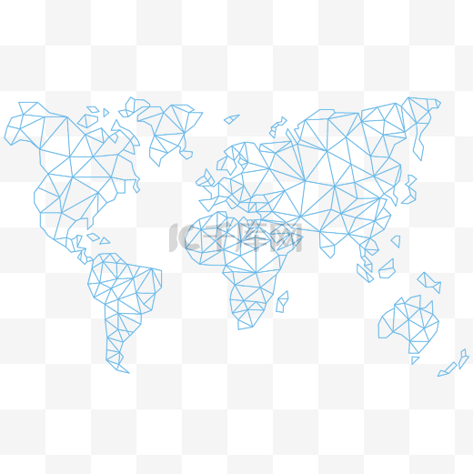 卡通矢量晶格画线条世界地图图片