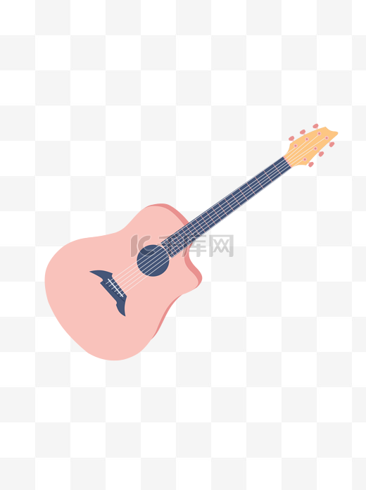 手绘卡通粉色小清新吉他音乐节简约乐器元素图片