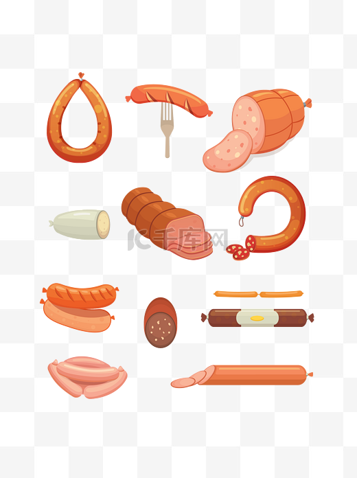 香肠灌装肉类元素可商用图片