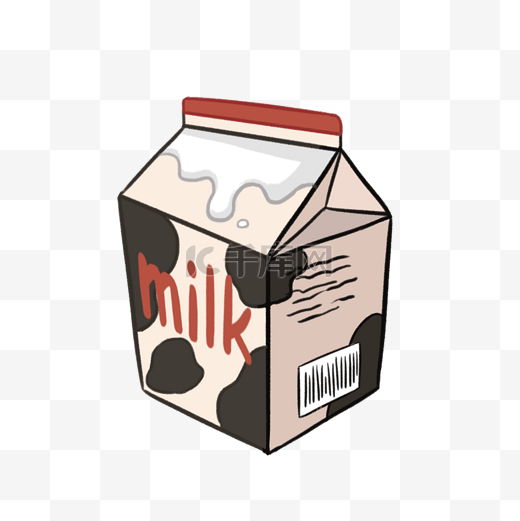 卡通牛奶纸盒插画图片