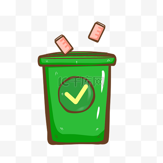 绿色回收垃圾桶插图图片