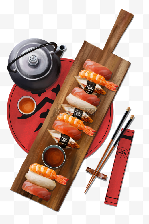 日本美食主题之寿司插画图片
