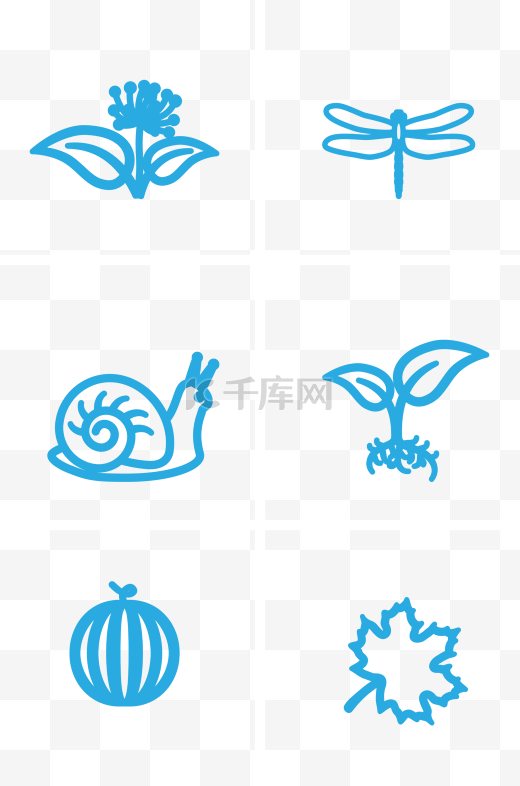 蓝色环保动植物图标素材图片