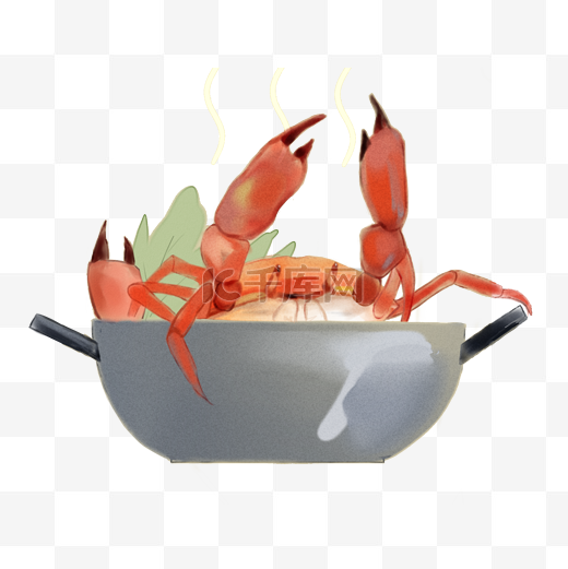 舌尖上的美食螃蟹手绘插画图片