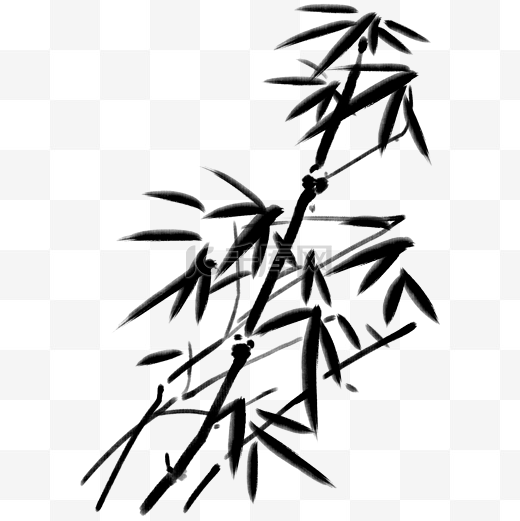 手绘中国风水墨色竹子图片