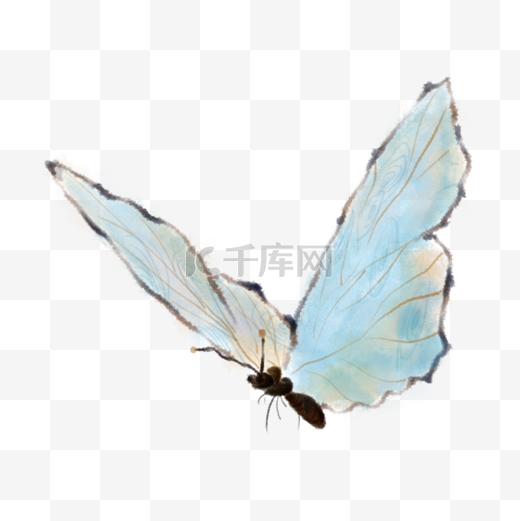 蓝色水墨创意蝴蝶元素图片