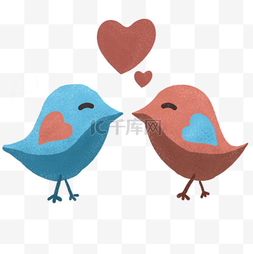 情人节可爱的小鸟插画图片