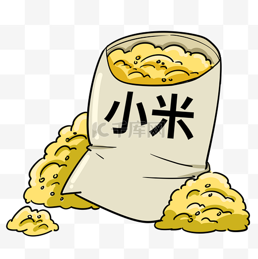 黄色的小米袋子插画图片