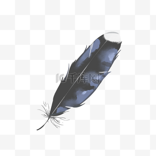 黑蓝色水彩水粉装饰羽毛图片