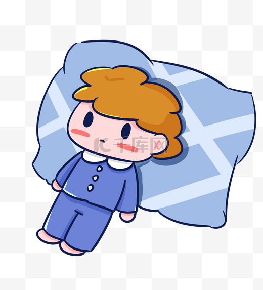 冬天冬季赖床不起睡懒觉的睡衣少年男孩枕头图片